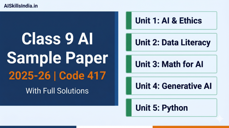 CBSE Class 9 AI Sample Paper 2025-26 banner — Code 417 with full solutions