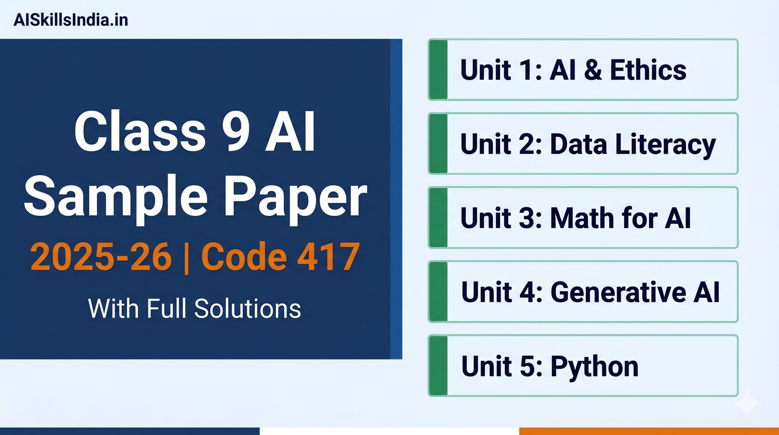 CBSE Class 9 AI Sample Paper 2025-26 banner — Code 417 with full solutions